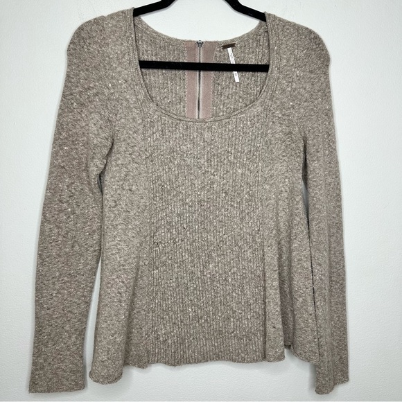 Free People Sweaters - Free People Swing Out Sister Tan Long Sleeve Sweater Square Neck Top Size XS